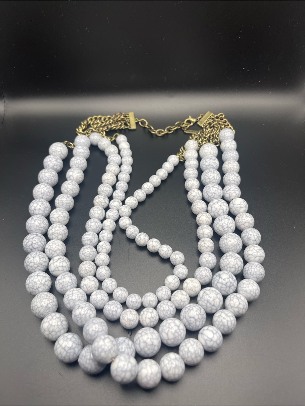 Multi-Strand Cracked White Bead Statement Necklace - Women Jewelry